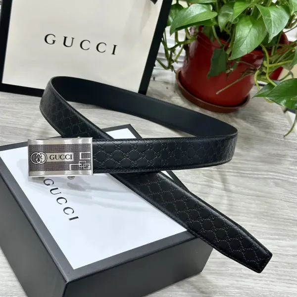 Gucci GG Marmont Embossed Leather Belt Black - 1