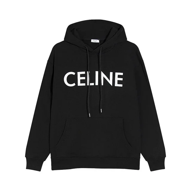 CELINE Hoodies & Sweatshirts Logo pullover hoodie with kangaroo pocket product detail image 1