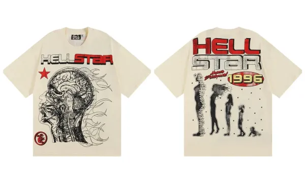 Hellstar Human Development 1996 Graphic T-Shirt Beige - 1