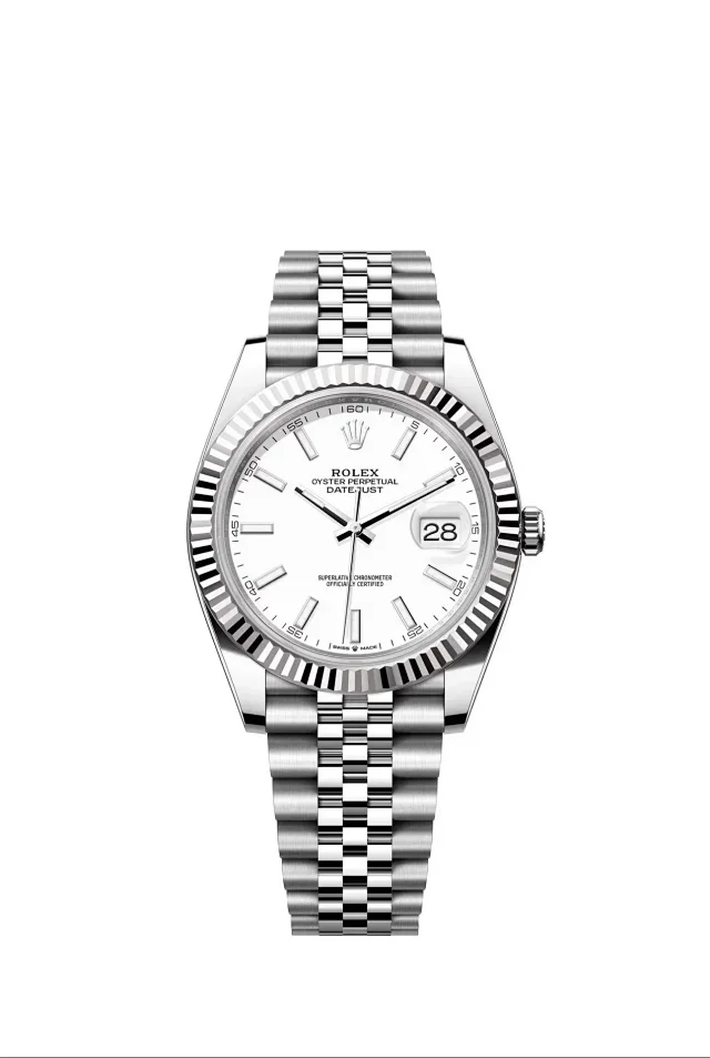 Rolex Watches Oyster Perpetual Datejust-style watch with fluted bezel, date magnifier, and jubilee bracelet product detail image 5