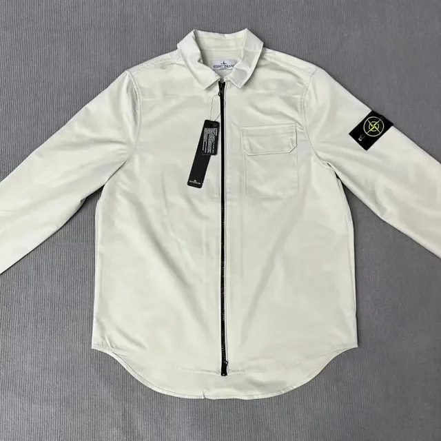 Stone Island Jackets Zip-front overshirt jacket with sleeve compass badge and flap chest pocket product detail image 6