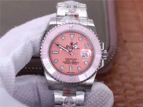 Rolex Submariner Pink Dial Steel Watch - 1