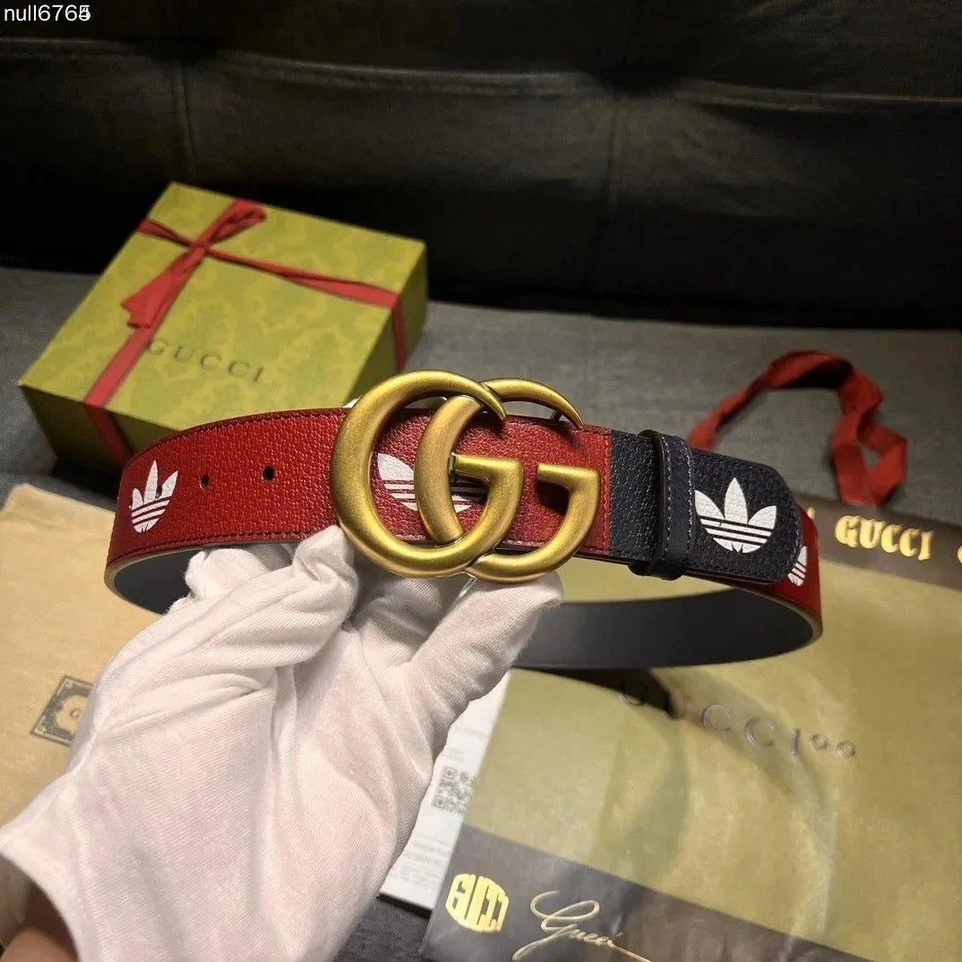 Gucci x Adidas Marmont Belt Red and Navy Leather Belt