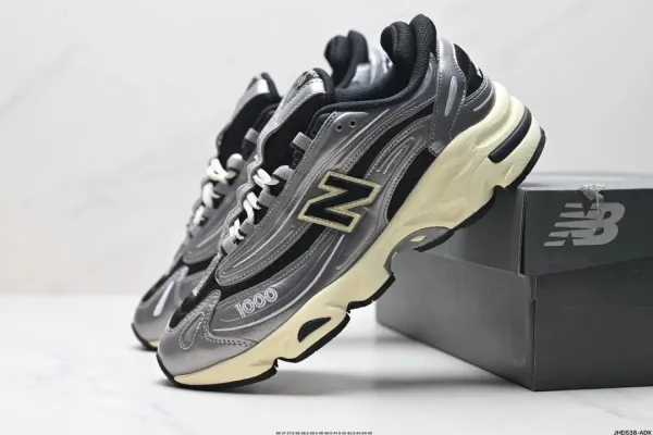 New Balance 1000 Silver Metallic Cream Chunky Sneakers - 1