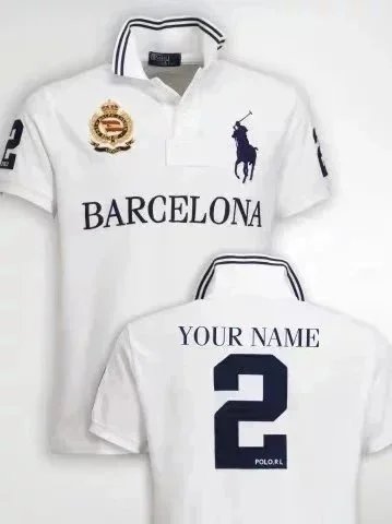 Polo Ralph Lauren Shirts Short-Sleeve City Crest Shirt with Number Back — white-barcelona