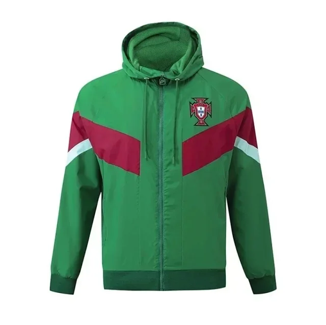 Olympique Lyonnais Jackets Hooded zip-front windbreaker jacket with contrast panels product detail image 1