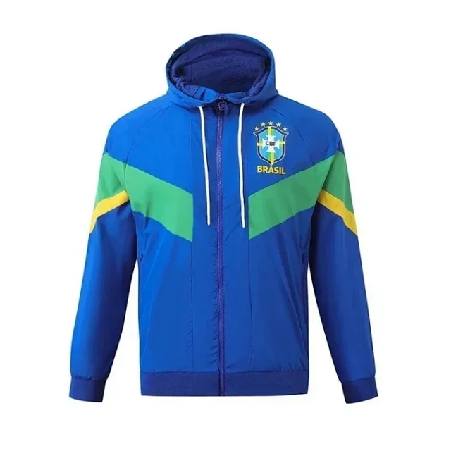 Olympique Lyonnais Jackets Hooded zip-front windbreaker jacket with contrast panels product detail image 3