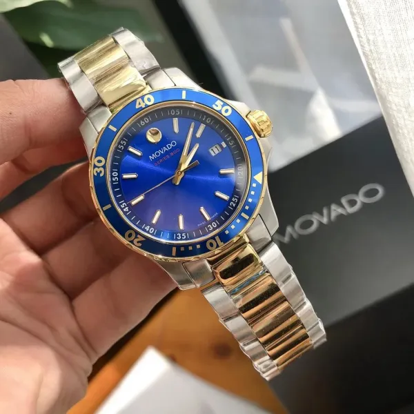 Movado Series 800 Blue Dial Two-Tone Stainless Steel Watch - 1