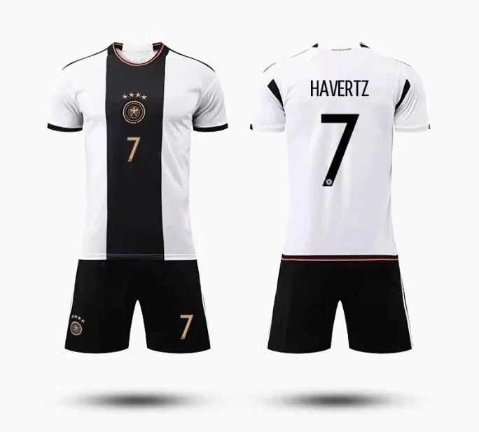 Germany National Team Inspired Jersey Set White/Black Gold Number 7 - 11
