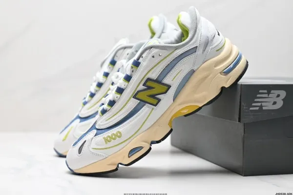 New Balance 1000 White Blue Lime Chunky Sneakers - 1