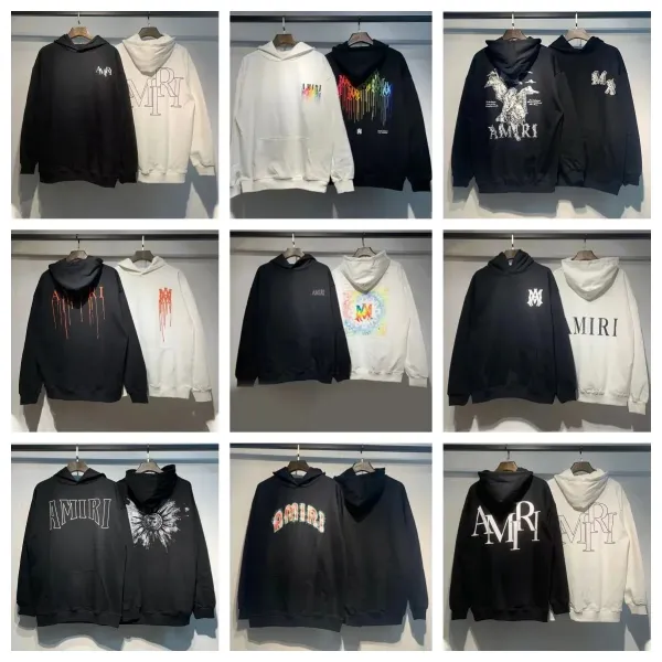 AMIRI Distressed Logo Hoodie Black and White - 2