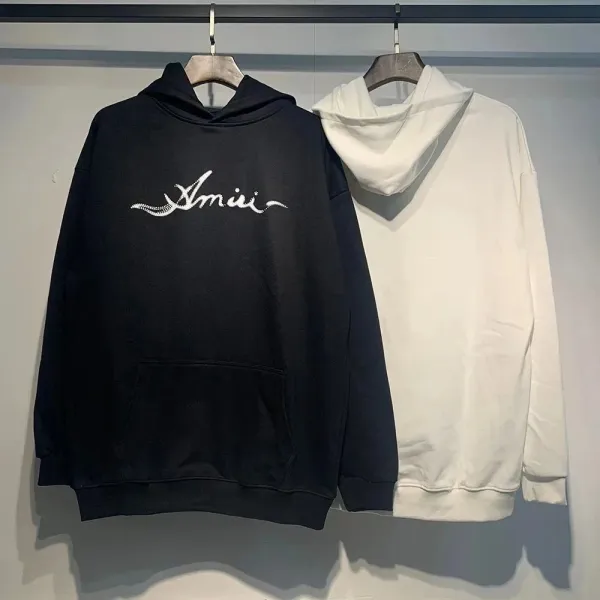 Amii Signature Embroidered Hoodie Black and White - 1