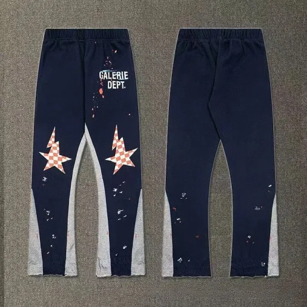 Gallery Dept. Star Print Distressed Sweatpants Navy - 1