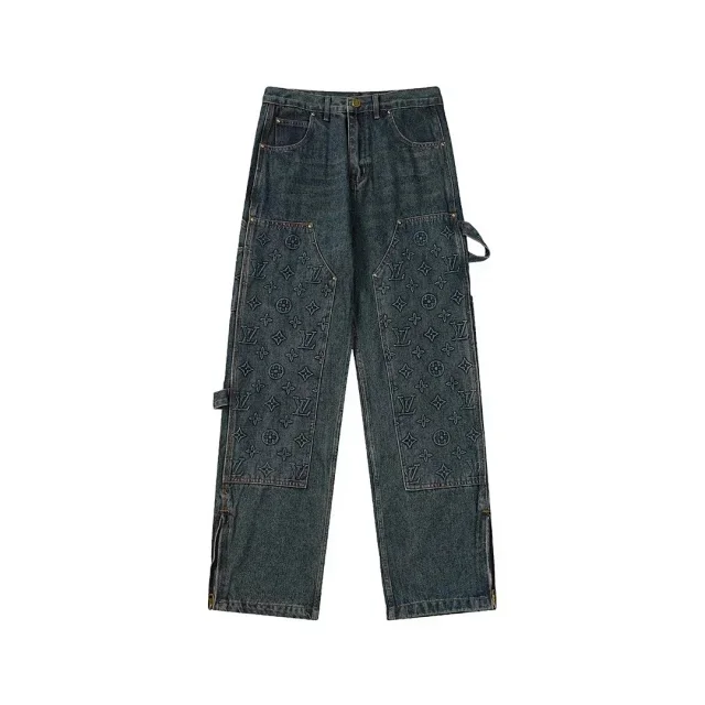 Louis Vuitton Jeans M1 monogram patchwork with zip hems product detail image 8