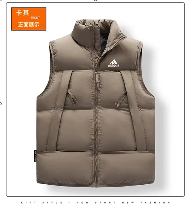 adidas Vests Quilted padded stand-collar zip vest product detail image 9