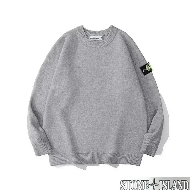 Stone Island Knitwear Crewneck knit sweater with compass sleeve badge product detail image 3
