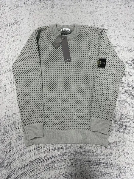 Stone Island Knit Sweater Gray Patterned Sweater - 1