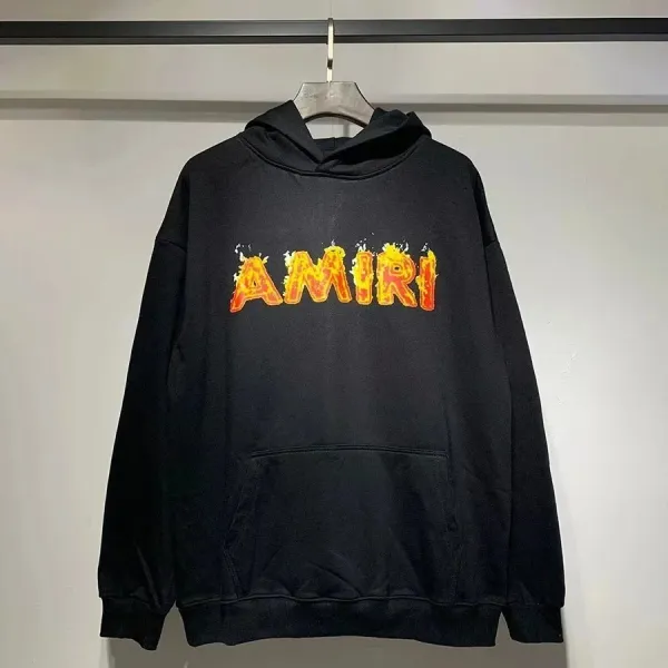 Amiri Flame Logo Hoodie Black - 1