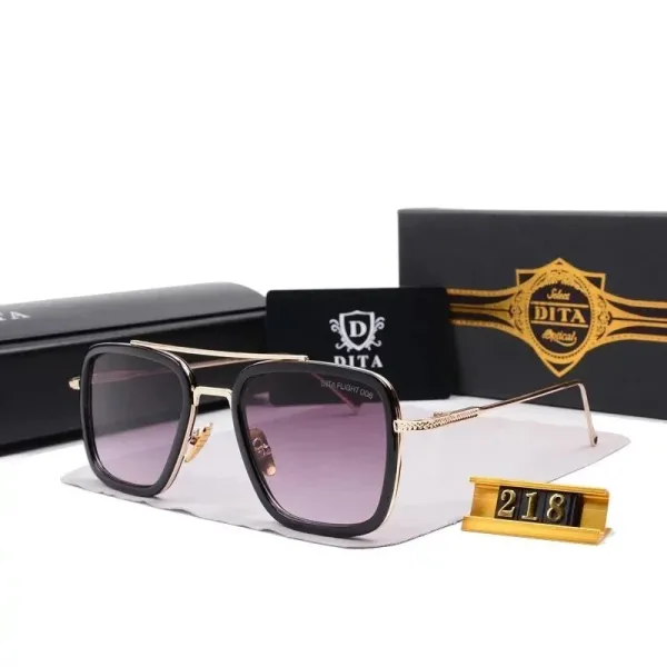 DITA Aviator Gold-Trim Black Sunglasses - 9