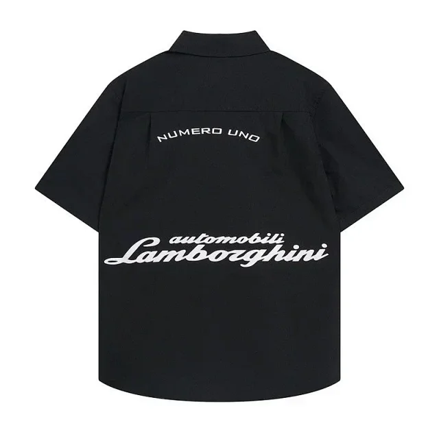 Rhude Shirts Short-Sleeve Button-Up Shirt with Automotive Graphic Print product detail image 10
