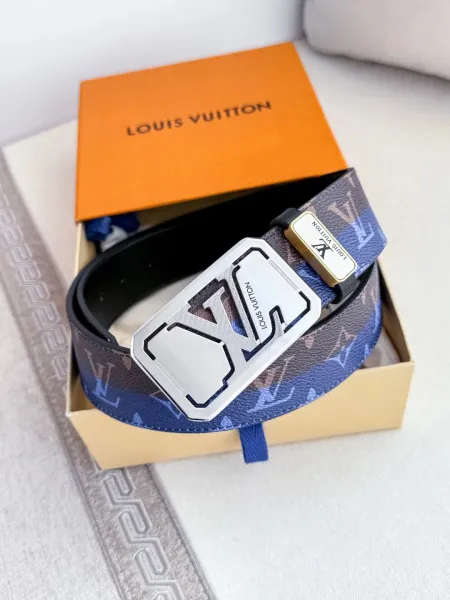 Louis Vuitton LV Initiales Belt Blue Monogram Canvas Belt - 1
