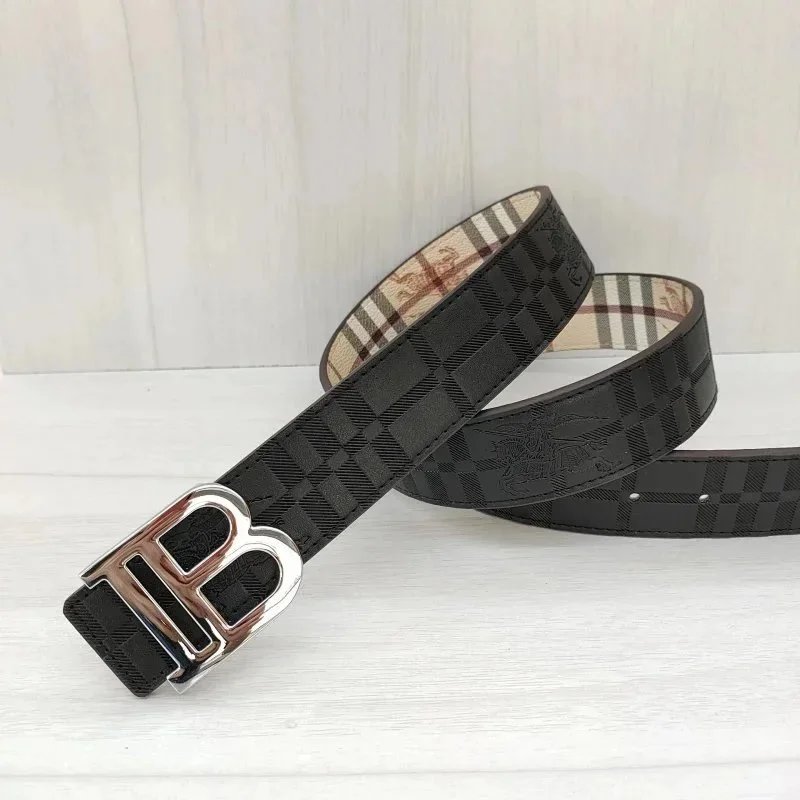 Burberry Belts Check-pattern belt with TB monogram buckle — 05