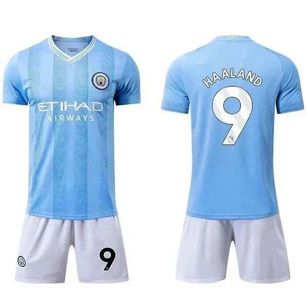 Manchester City FC Football Jerseys Short-sleeve jersey and shorts set with player name number print product detail image 6