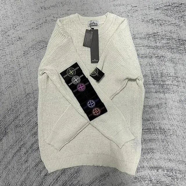 Stone Island Knitwear ST-C 010 ribbed knit sweater with compass sleeve badge product detail image 6