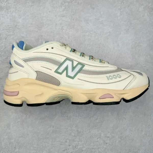 New Balance 1000 Beige Mint Green Chunky Sneakers - 1