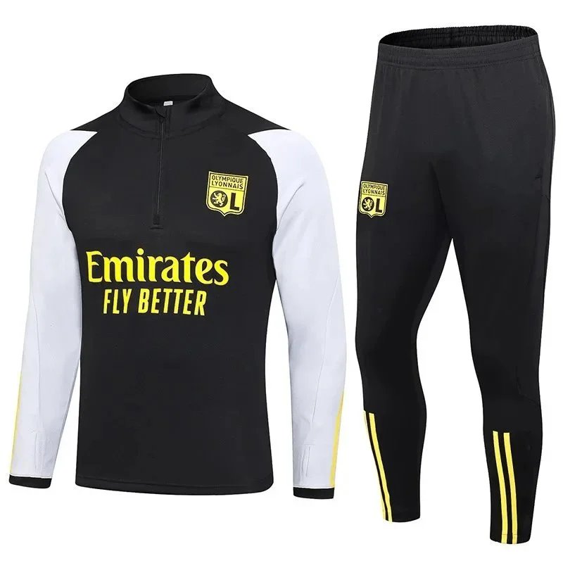 Paris Saint-Germain Tracksuits Long-Sleeve Half-Zip Football Training Set — Lyon Black