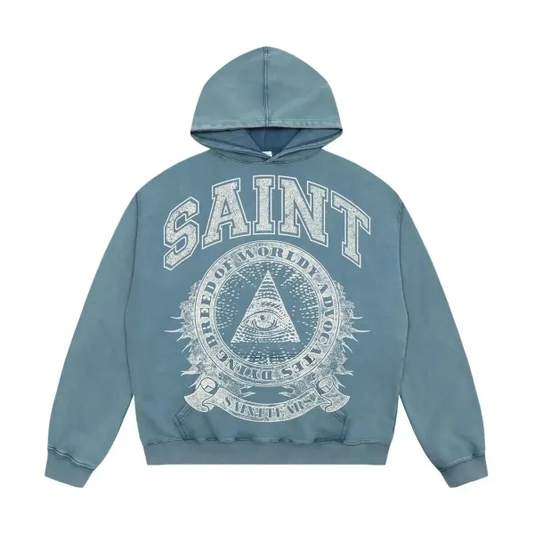 Saint Tears Saint Hoodie Washed Blue Hoodie - 1