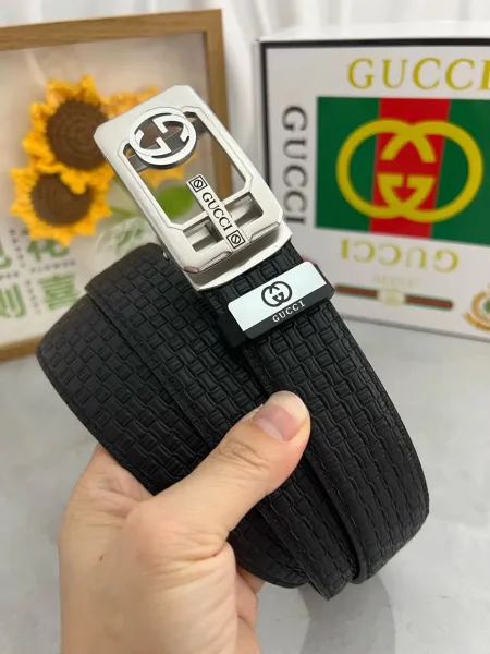 Gucci Interlocking G Buckle Belt Black Leather Belt - 1