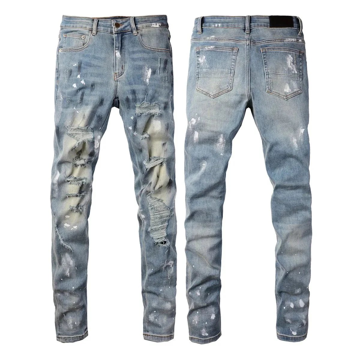 Unbranded Jeans Distressed Slim-Fit — 6530