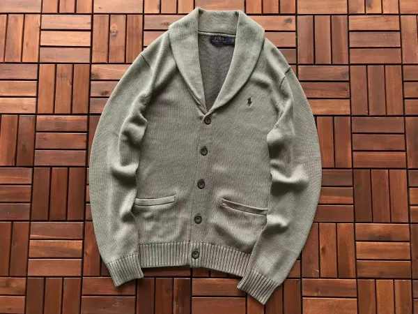 Ralph Lauren Shawl Collar Cardigan Olive Green Sweater - 1