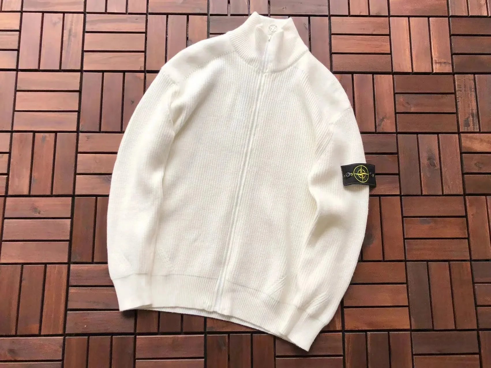 Stone Island Knitwear Crewneck knit sweater with Compass badge sleeve patch — 15