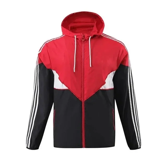 Olympique Lyonnais Jackets Hooded zip-front windbreaker jacket with contrast panels product detail image 9