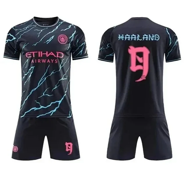 Manchester City FC Football Jerseys Short-sleeve jersey and shorts set with player name number print product detail image 5
