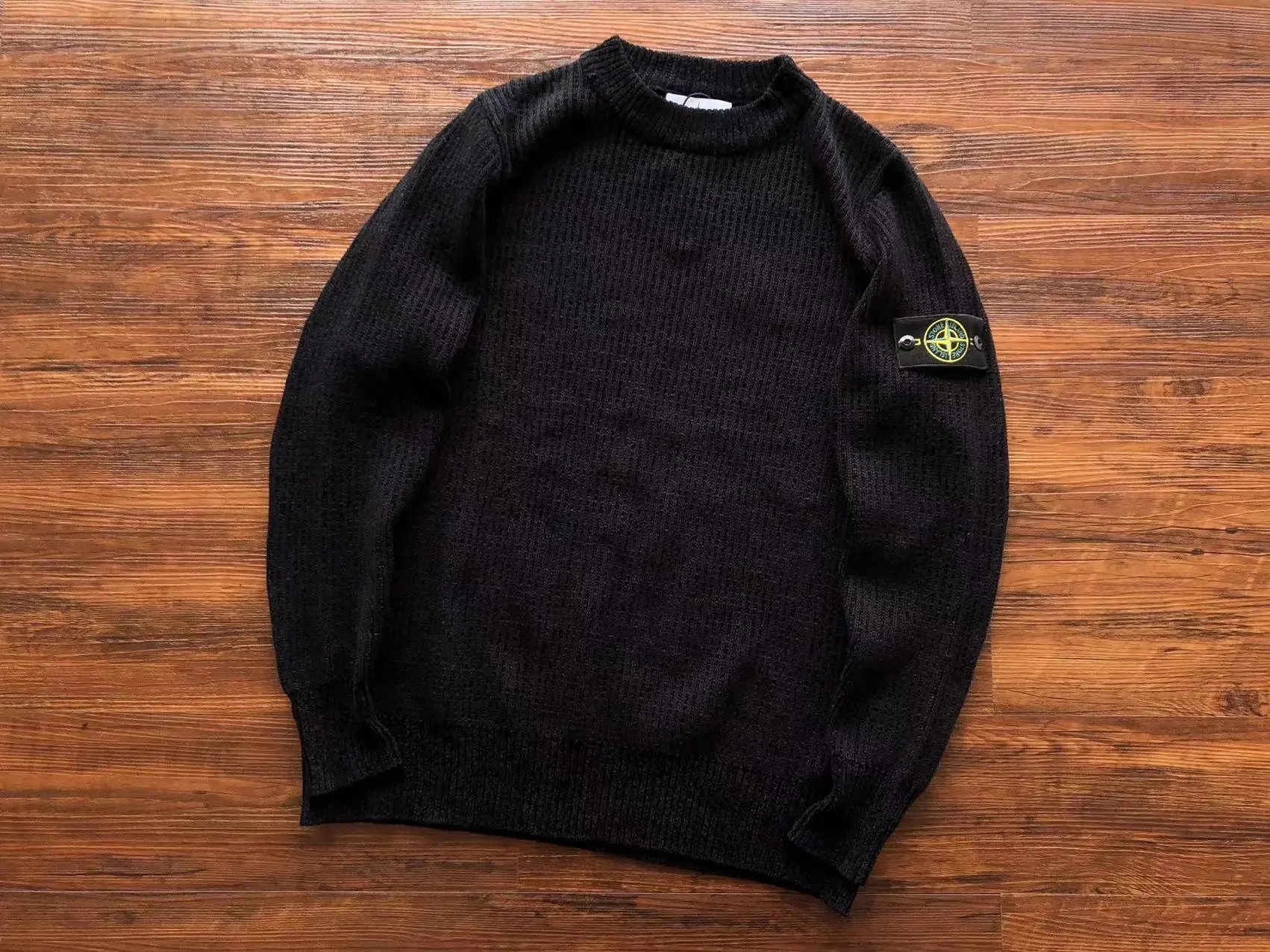 Stone Island Knitwear Crewneck knit sweater with Compass badge sleeve patch — 30