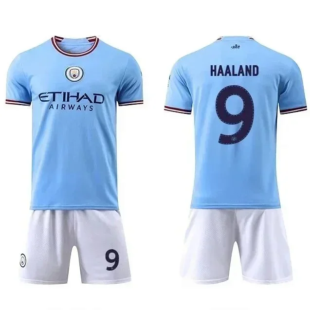 Manchester City FC Football Jerseys Short-sleeve jersey and shorts set with player name number print product detail image 9