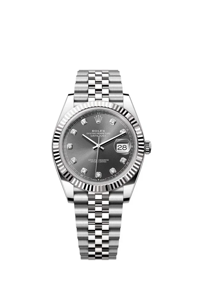 Rolex Watches Oyster Perpetual Datejust-style watch with fluted bezel, date magnifier, and jubilee bracelet product detail image 8