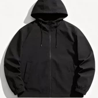 Colorblock Long Zip-Up Hoodie with Paint Splatter and Three-Tone Design 55081808