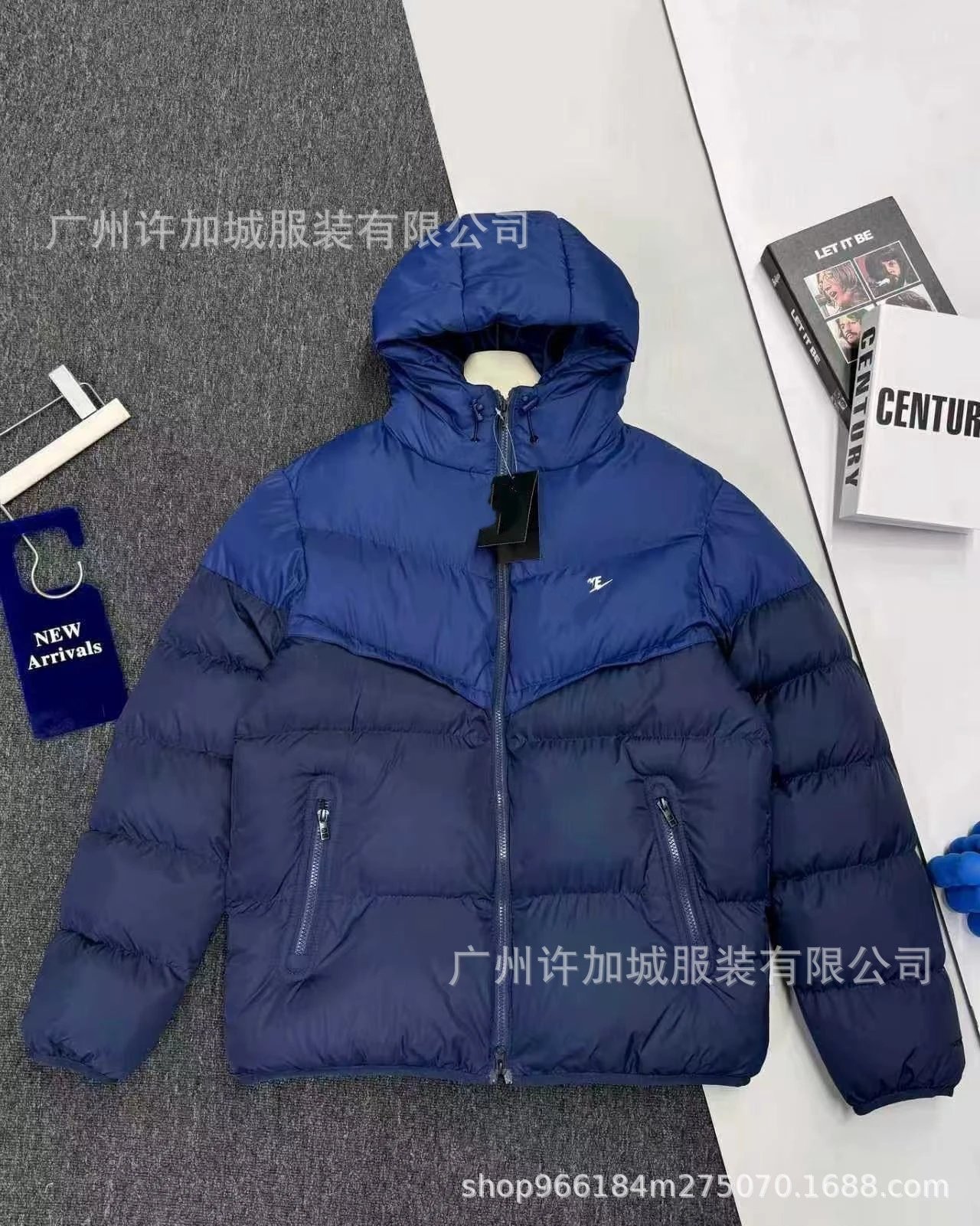 Hooded Down Cotton Jacket with Color Block Patchwork photo 6