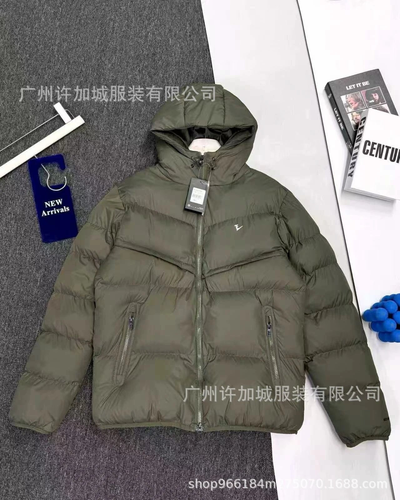 Hooded Down Cotton Jacket with Color Block Patchwork photo 5