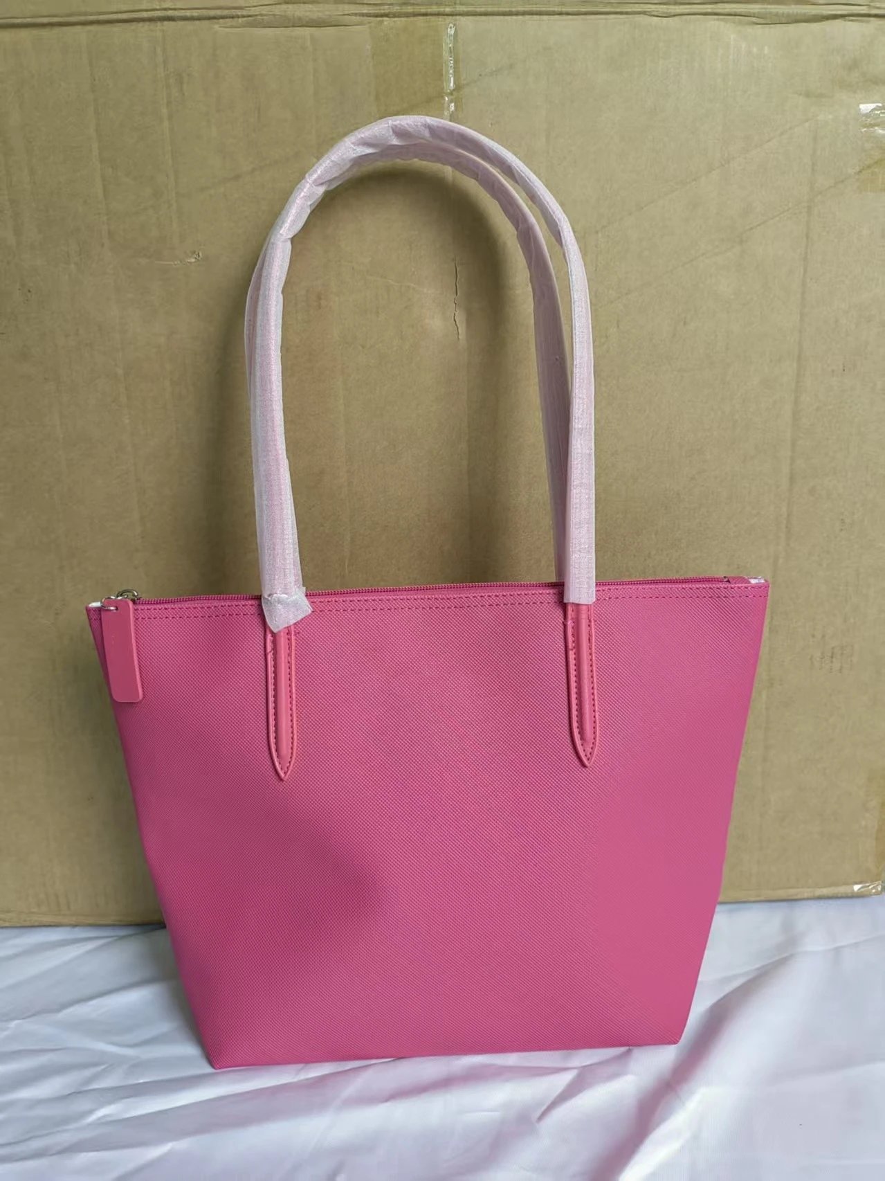 Lacoste Handbags Zip-top tote bag with long shoulder handles — Medium Rose