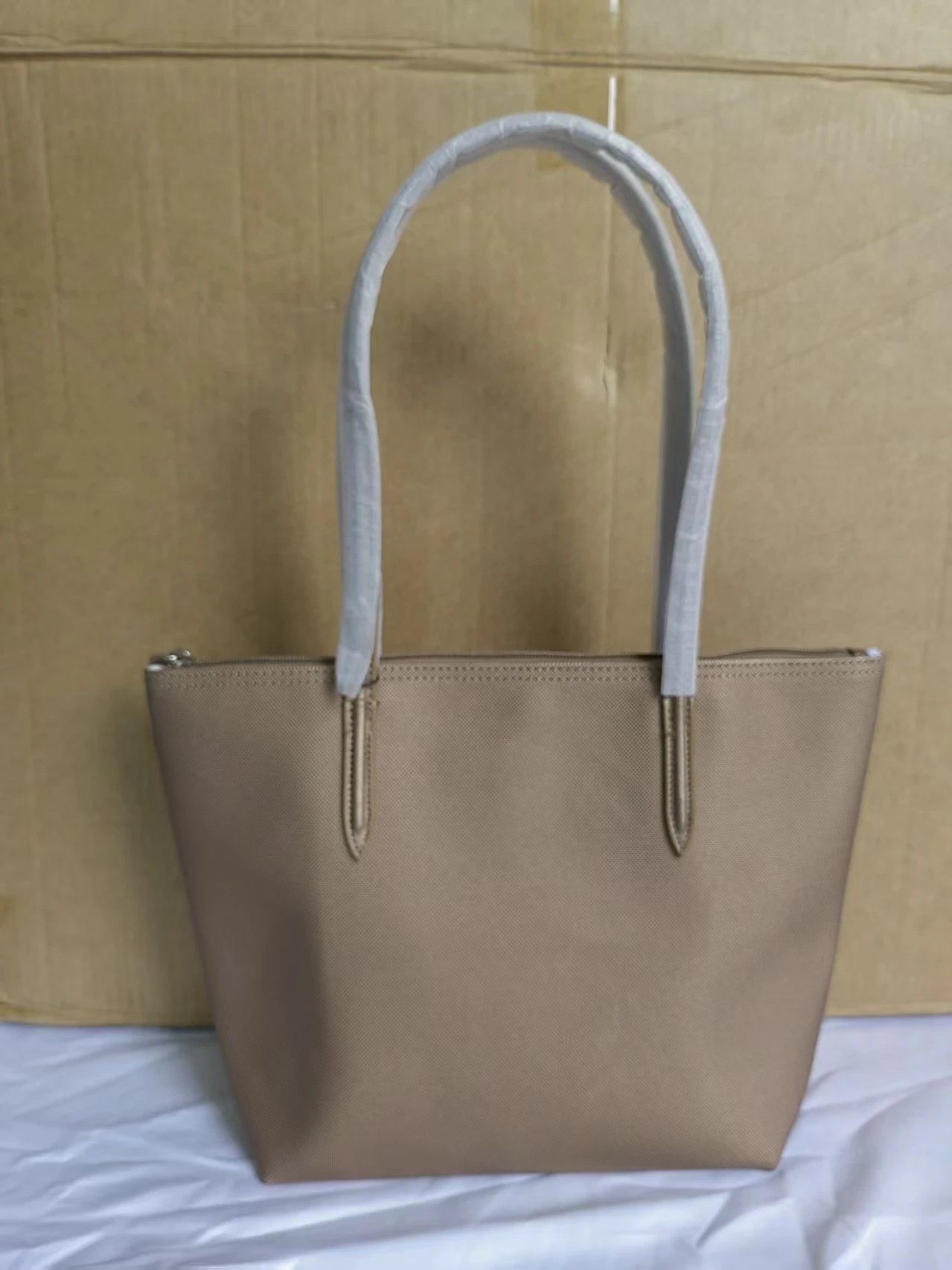 Lacoste Handbags Zip-top tote bag with long shoulder handles — Medium Bronze