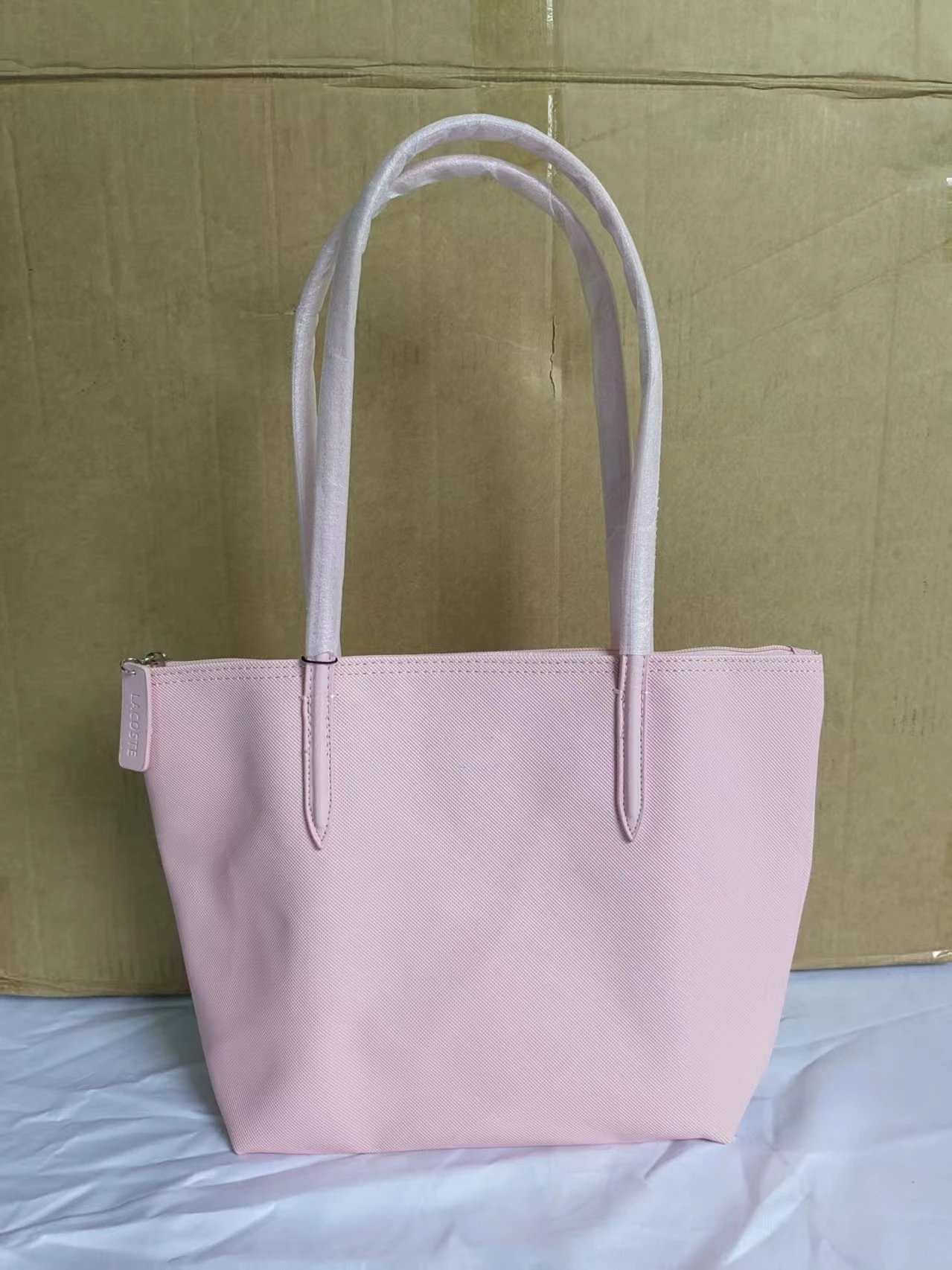 Lacoste Handbags Zip-top tote bag with long shoulder handles — Medium Light Powder