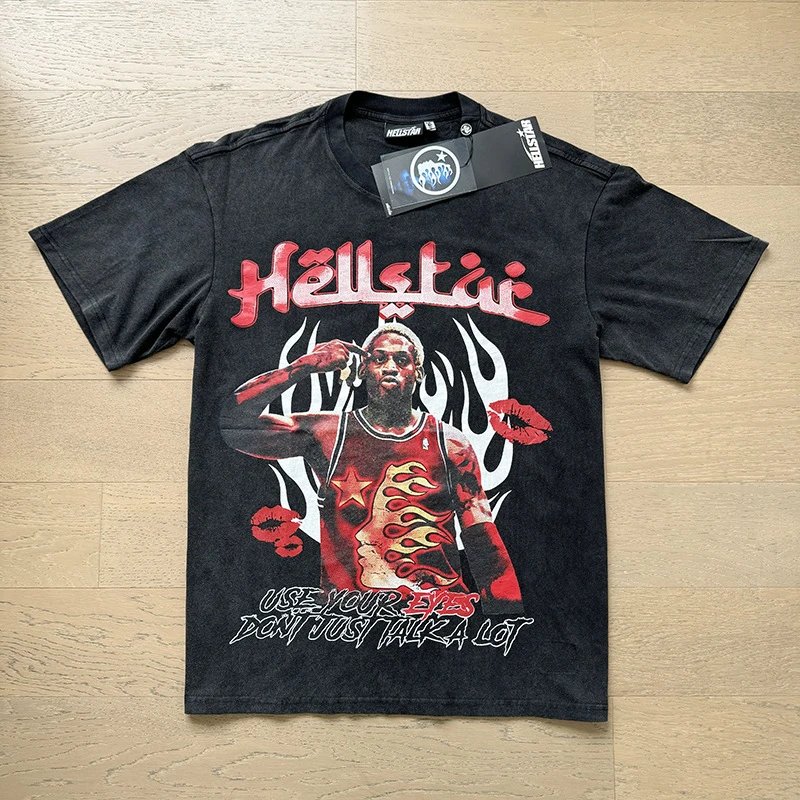 Hellstar Use Your Eyes Don't Just Talk A Lot Graphic T-Shirt Black