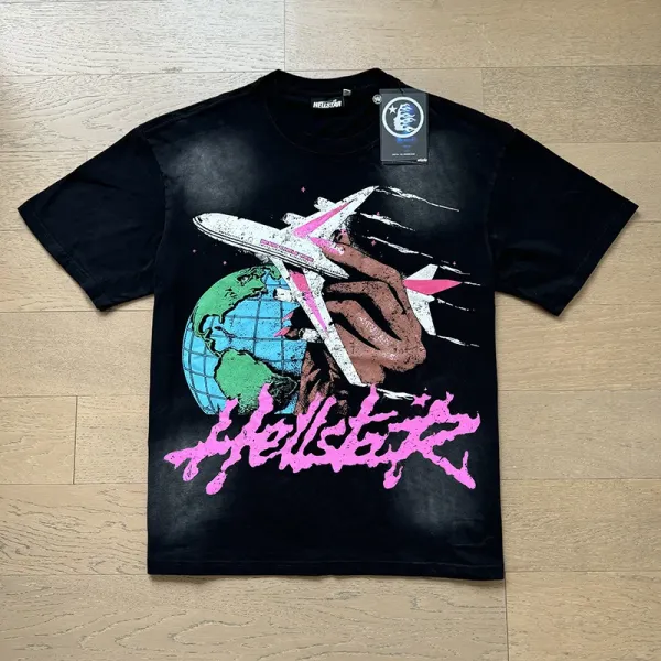Hellstar Global Flight Black T-Shirt - 1