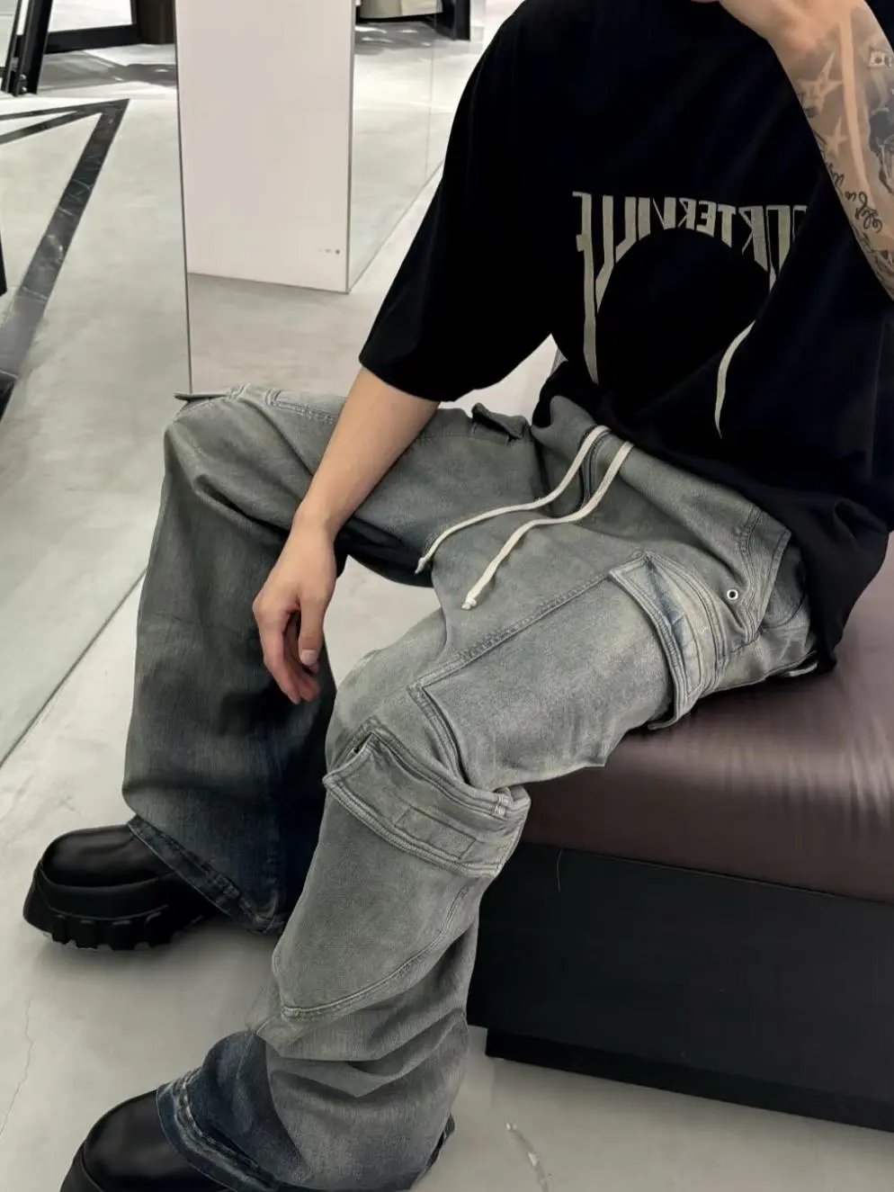 Rick Owens DRKSHDW Cargo Jeans Gray - 5