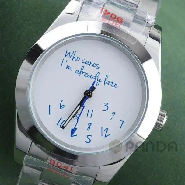 Rolex Watches "Who cares, I'm already late" novelty dial with date window image 6